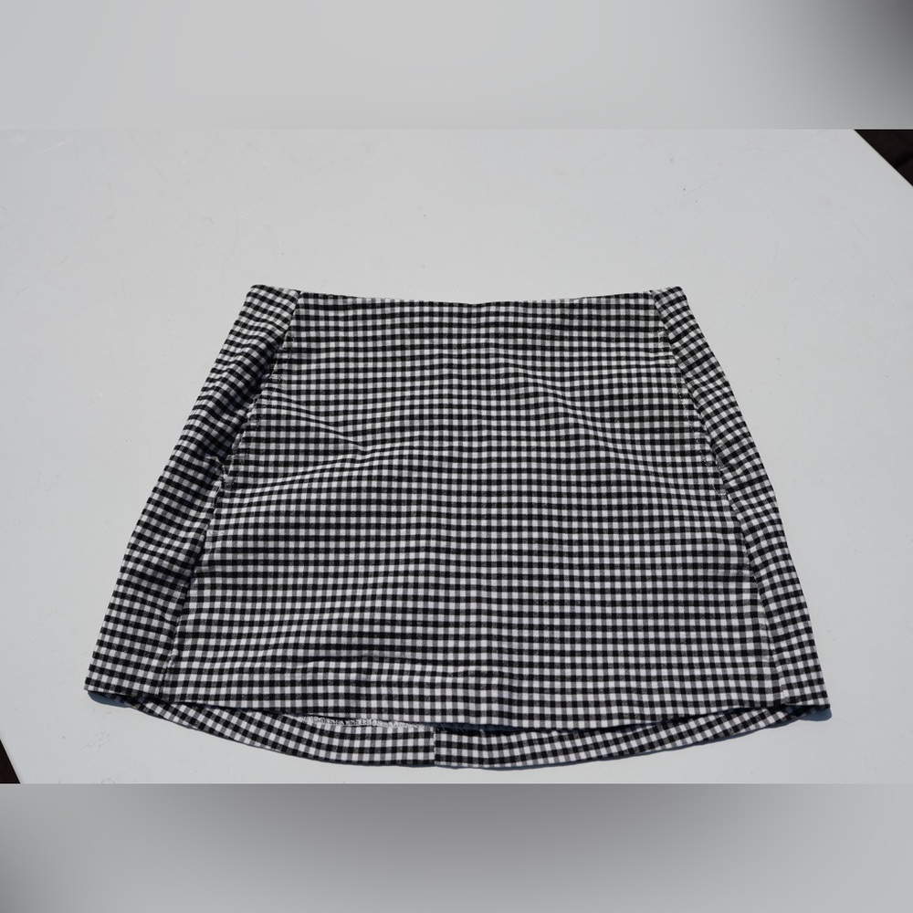 Urban Outfitters Gingham Mini Skirt Black White High Rise A-Line